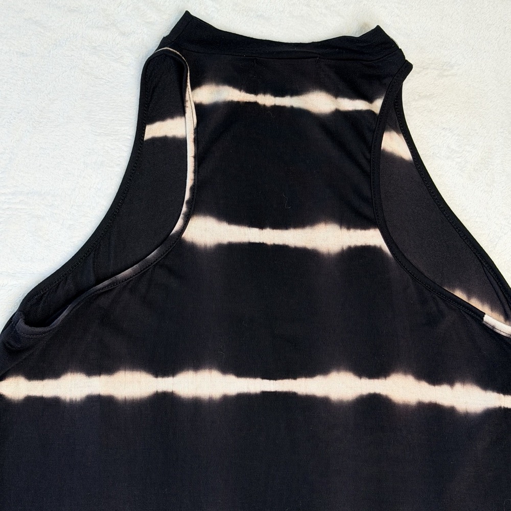 Black Tie Dye Swing Dress Sleeveless High Neck Racerback A Line Boutique M - Picture 4 of 7